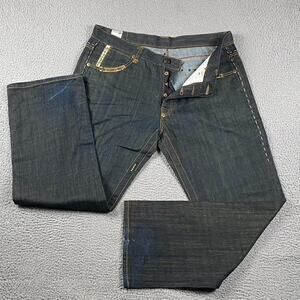 Parish Jeans Men's Size 40 Dark Blue Hip Hop Baggy Gold Studded Button Fly Pants